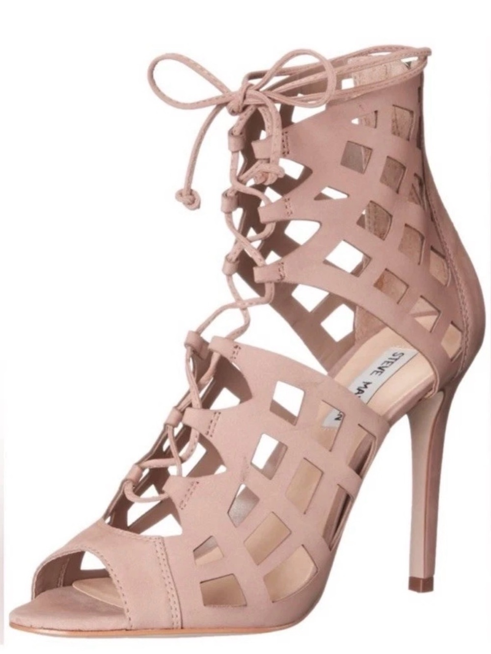 246. Steve Madden Blush Lace-Up Cutout Heeled Sandal